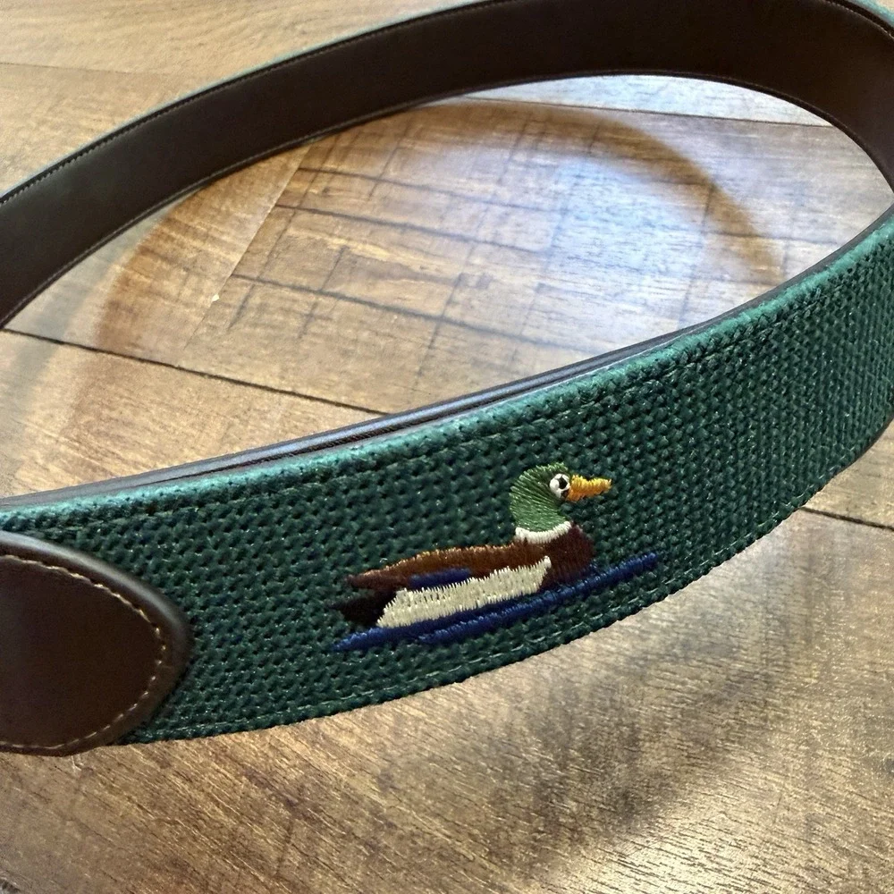 New Penguin Men's Size 38 Green Duck Belt MSRP $60 Golf NWT